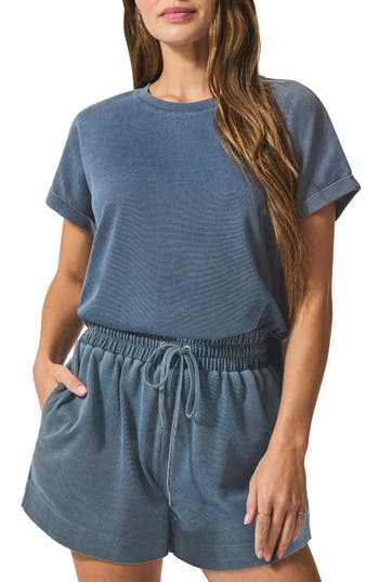 Splendid Indigo Short Sleeve Sweatshirt In Blue
