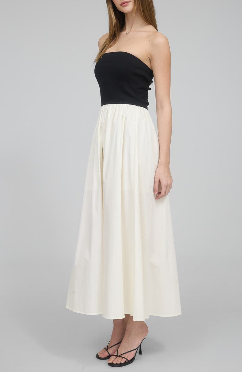 Blu Pepper Mixed Media Strapless Maxi Dress, Alternate, color,