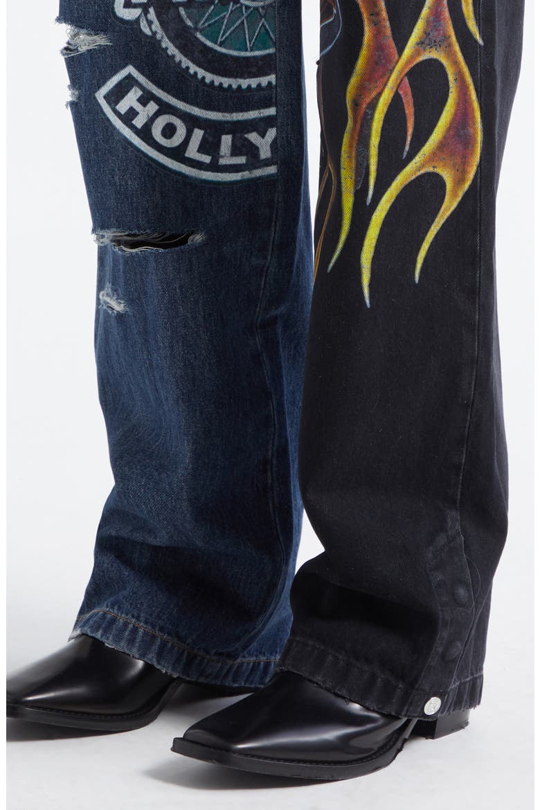 Spliced Baggy Jeans, Alternate, color, MULTI