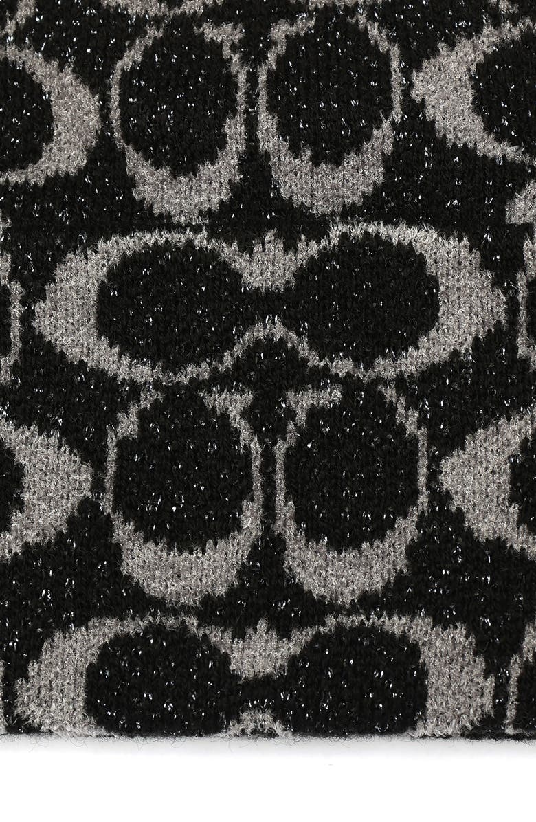COACH Metallic Signature Knit Beanie, Alternate, color, Black