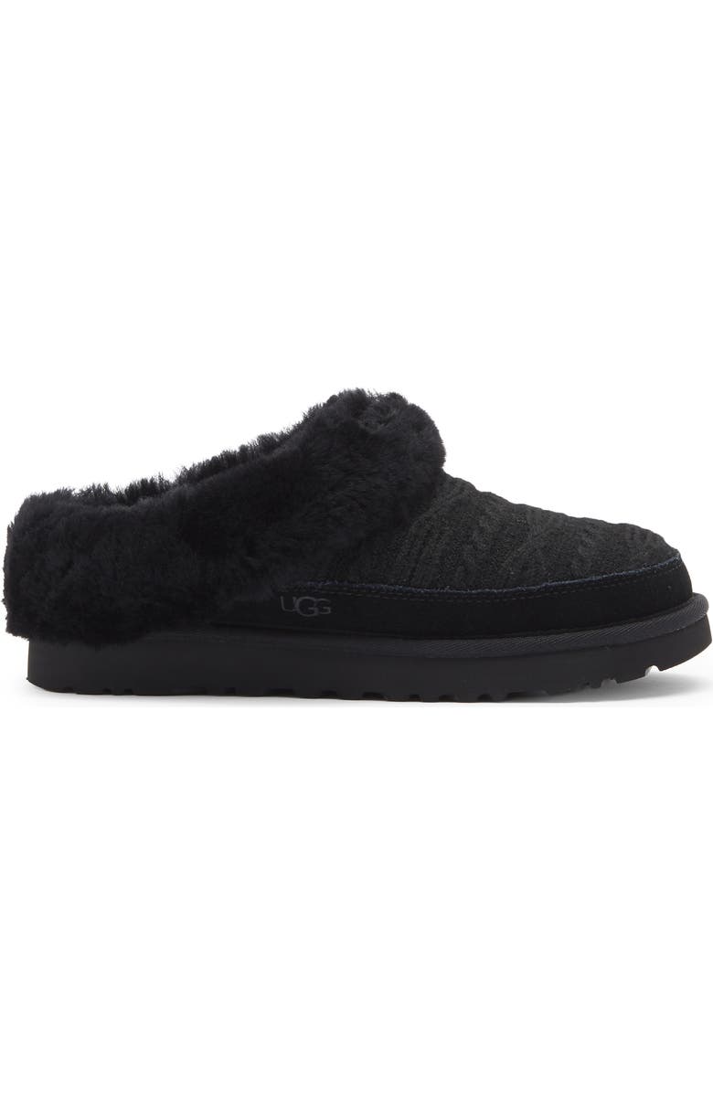 UGG<sup>®</sup> Cluggette Genuine Shearling Lined Indoor/Outdoor Slipper, Alternate, color, Black