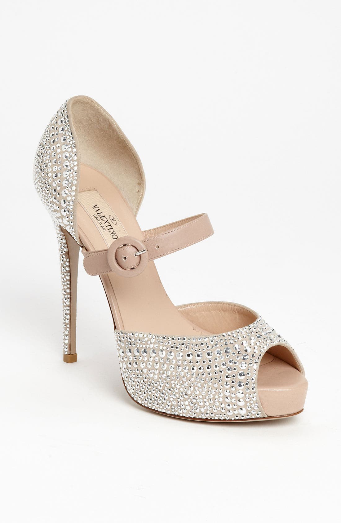 Valentino 'Microstud' Mary Jane Pump, Main, color, SILVER/ NUDE
