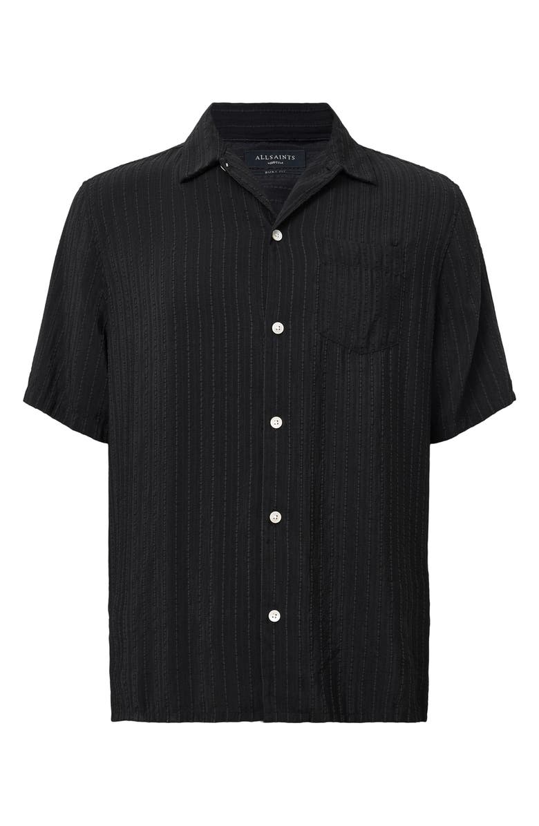 AllSaints Perry Button-Up Camp Shirt, Alternate, color, Black