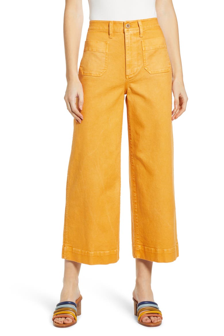 Emmett Crop Wide Leg Pants, Main, color, BRIGHT MARIGOLD