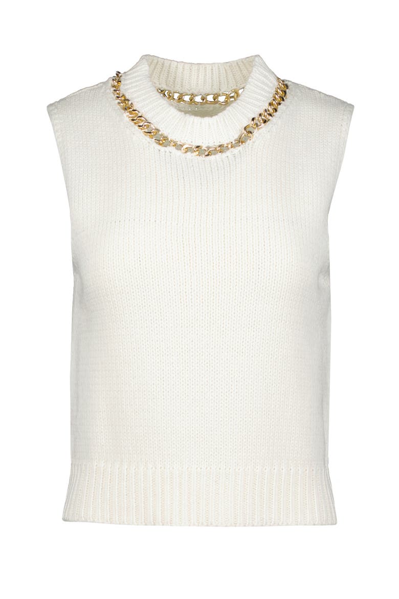 Savoy Chain Detail Sweater Tank, Alternate, color, White