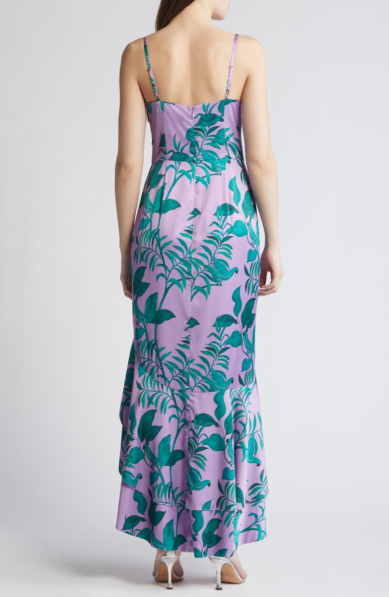 Hutch Angel Tropical Print Satin High-Low Dress, Alternate, color, 