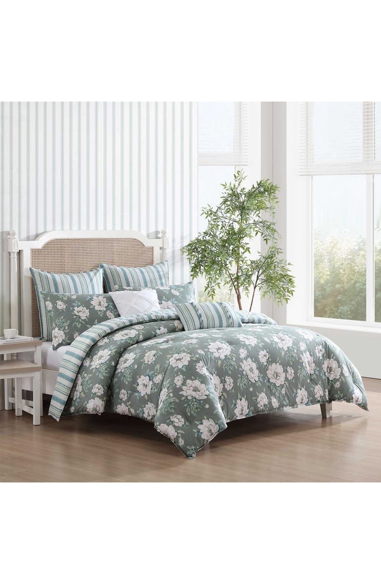 Laura Ashley Wisley Floral Cotton Comforter Set, Alternate, color, Sage Green