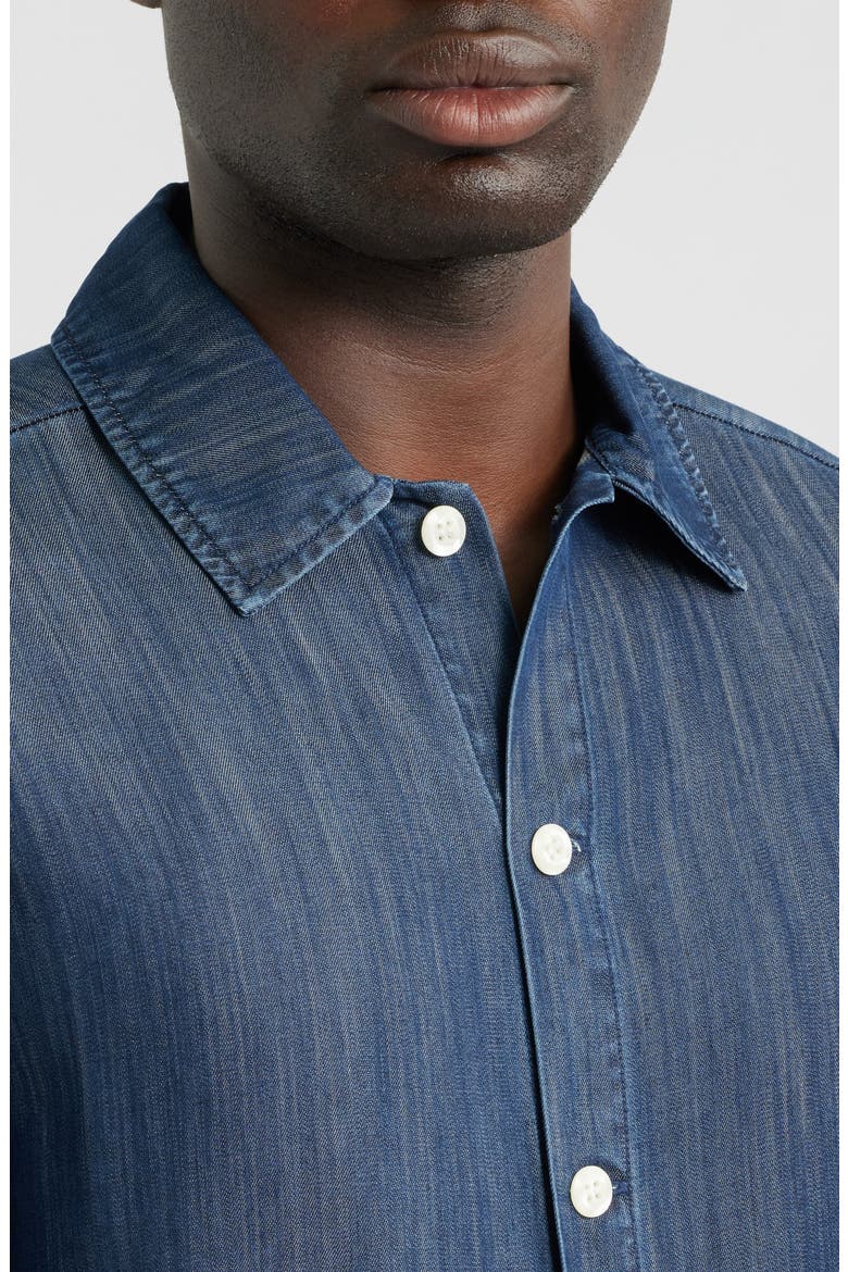 Featherweight Denim Button-Up Shirt, Alternate, color, DARK WASH 1