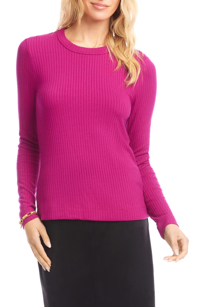 Rib Crewneck Sweater, Main, color, MAGENTA PINK