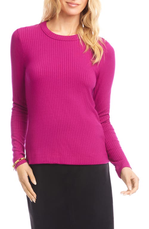 Karen Kane Crewneck Long Sleeve Top In Pink