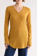 GO COUTURE V-Neck Long Sleeve Knit T-Shirt