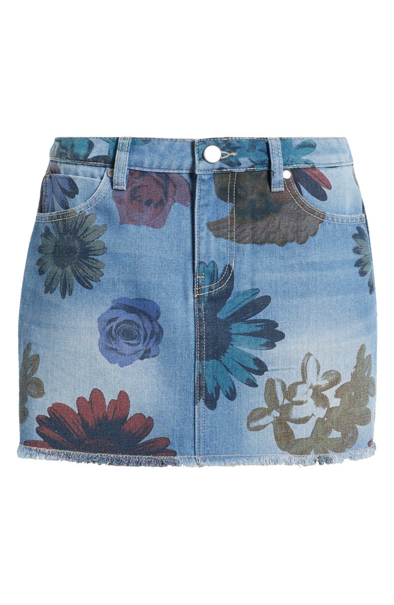 PTCL Ria Floral Print Denim Miniskirt, Alternate, color, Indigo