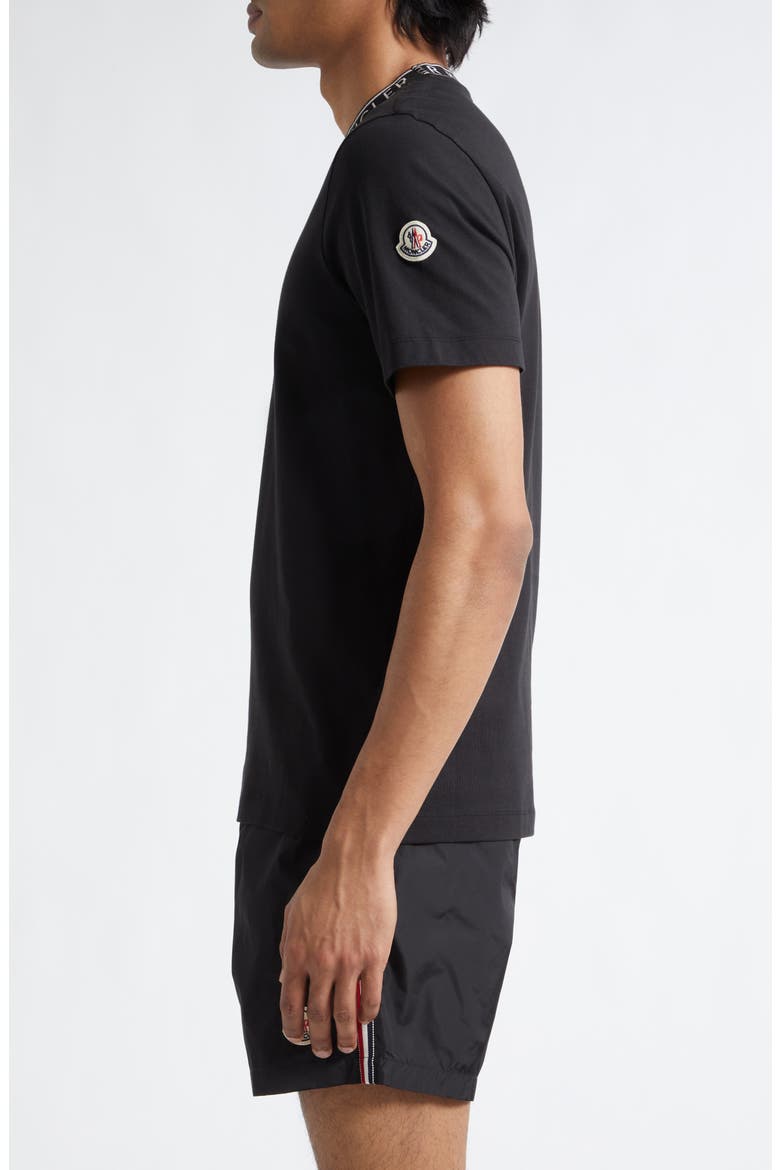Logo Trim Cotton T-Shirt, Alternate, color, BLACK