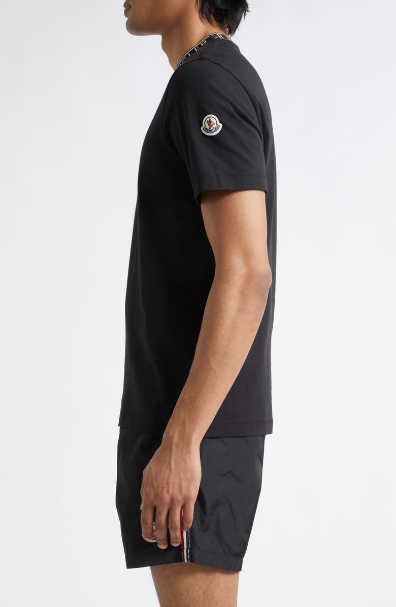 Moncler Logo Trim Cotton T-Shirt, Alternate, color, Black
