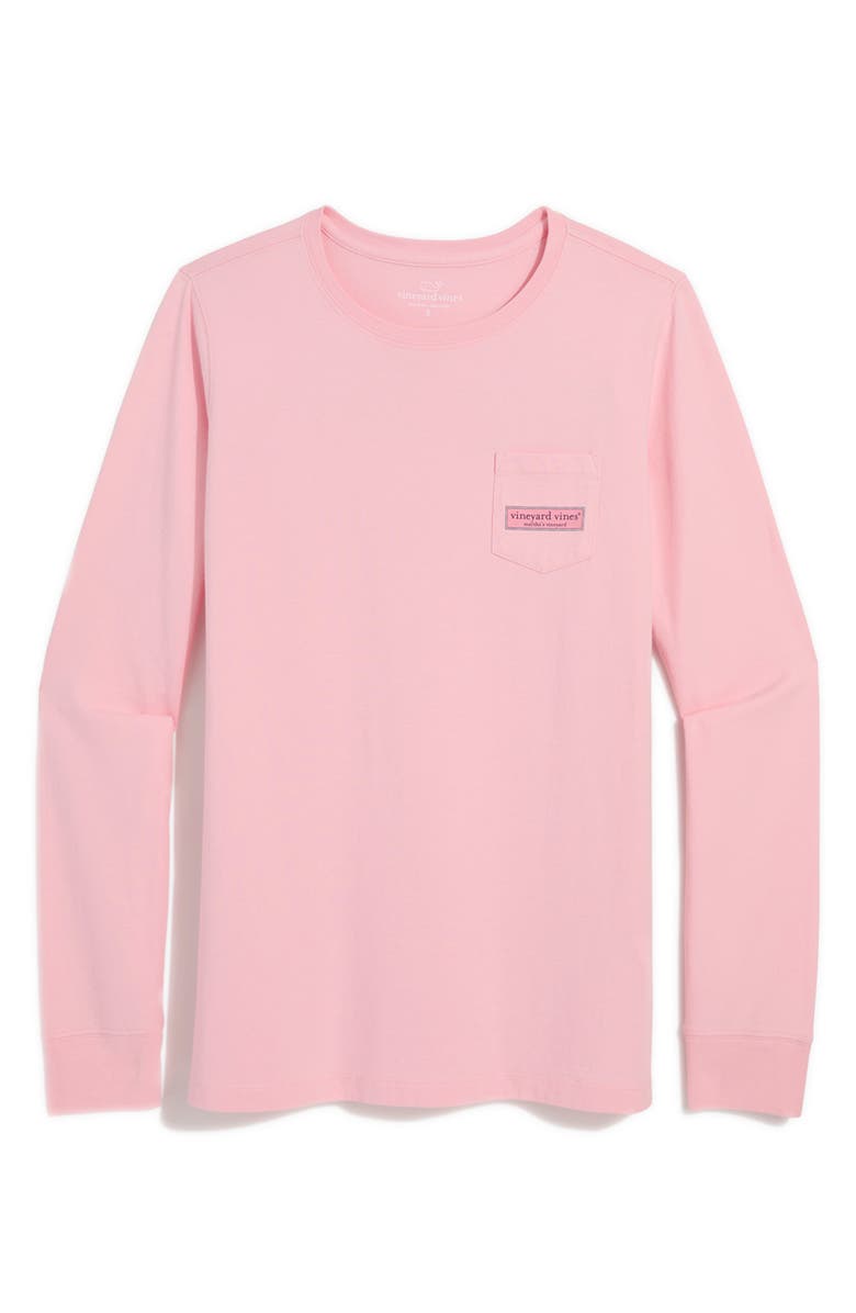 vineyard vines Whale Long Sleeve Pocket Graphic Tee, Alternate, color, Flamingo