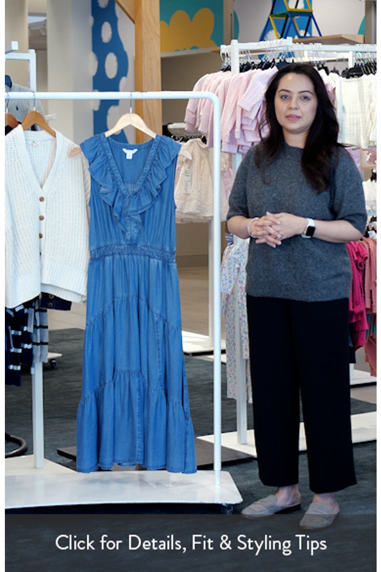 Ruffle Sleeveless Chambray Maxi Dress video
