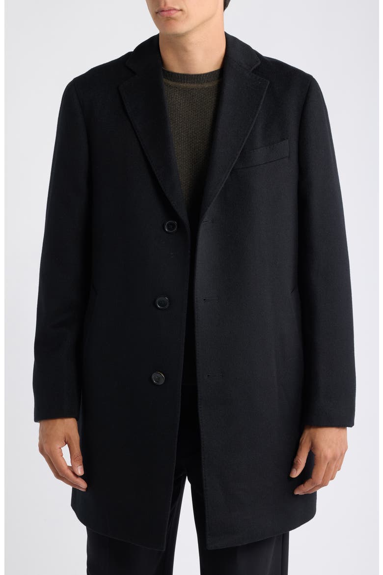 Titan Wool & Cashmere Overcoat with Removable Hooded Bib, Alternate, color, BLACK