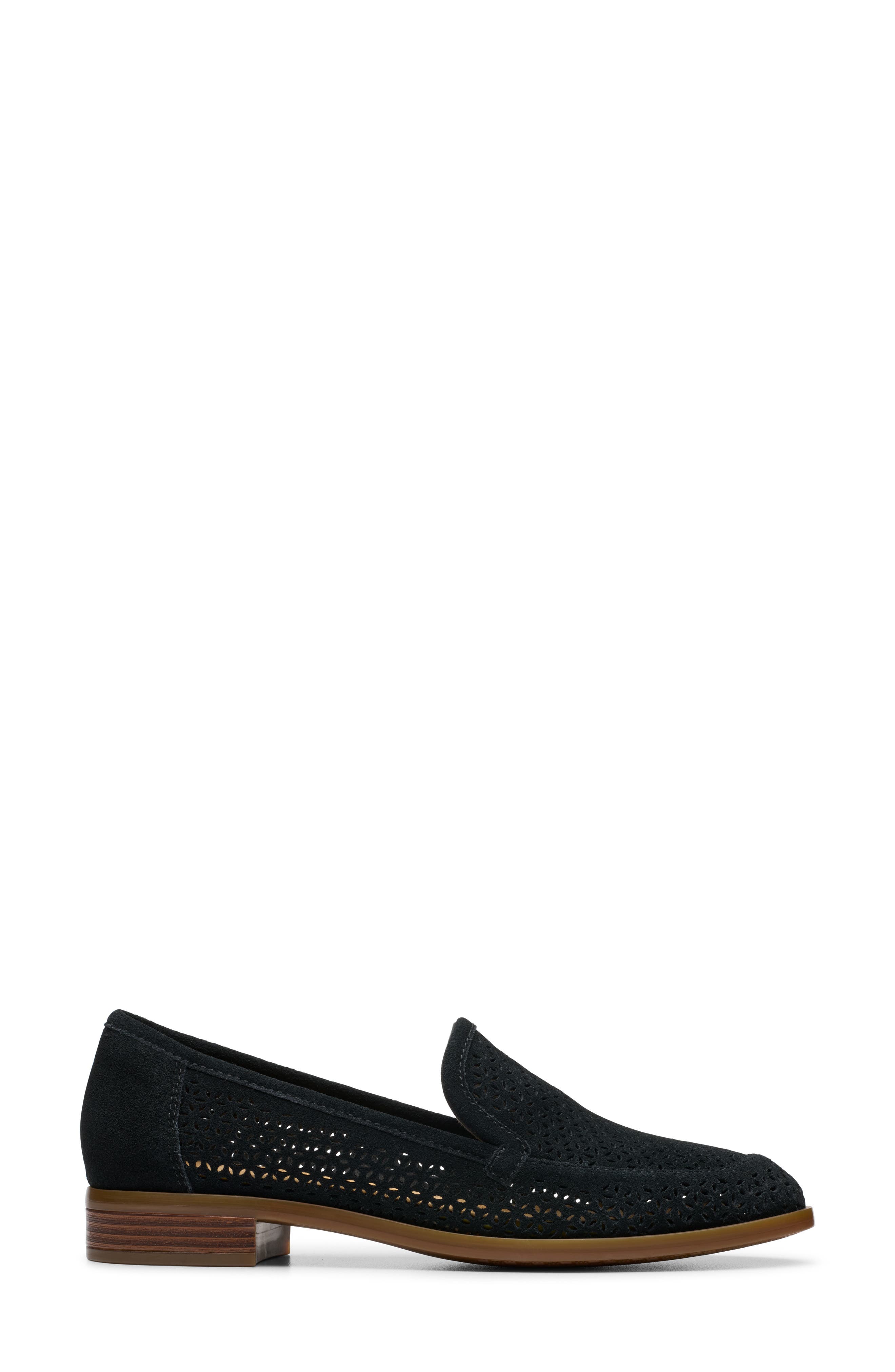 Clarks<sup>®</sup> Trish Cove Slip-On, Alternate, color, Black Suede