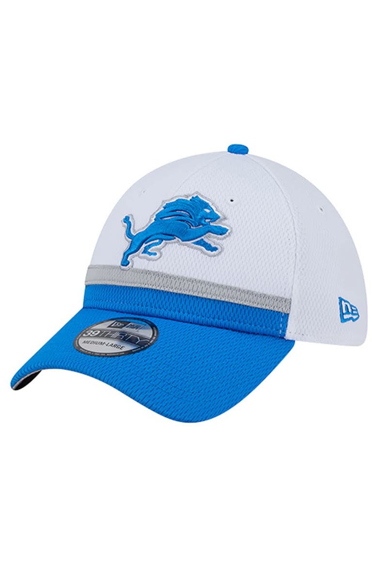 Men's New Era  White/Blue Detroit Lions Dashmark Rays 39THIRTY Flex Hat, Main, color, White