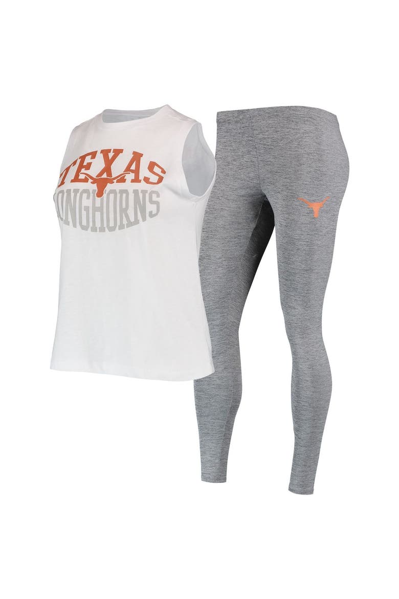 Women's Concepts Sport Charcoal/White Texas Longhorns Tank Top & Leggings Sleep Set, Main, color, Charcoal