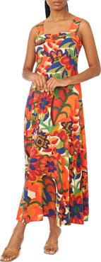 Halogen® Floral Challis Tiered Maxi Dress