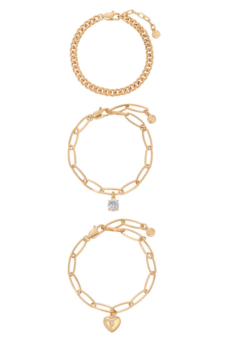 Love & Crystals Set of 3 Bracelets, Main, color, GOLD