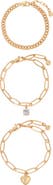 Ettika Love & Crystals Set of 3 Bracelets