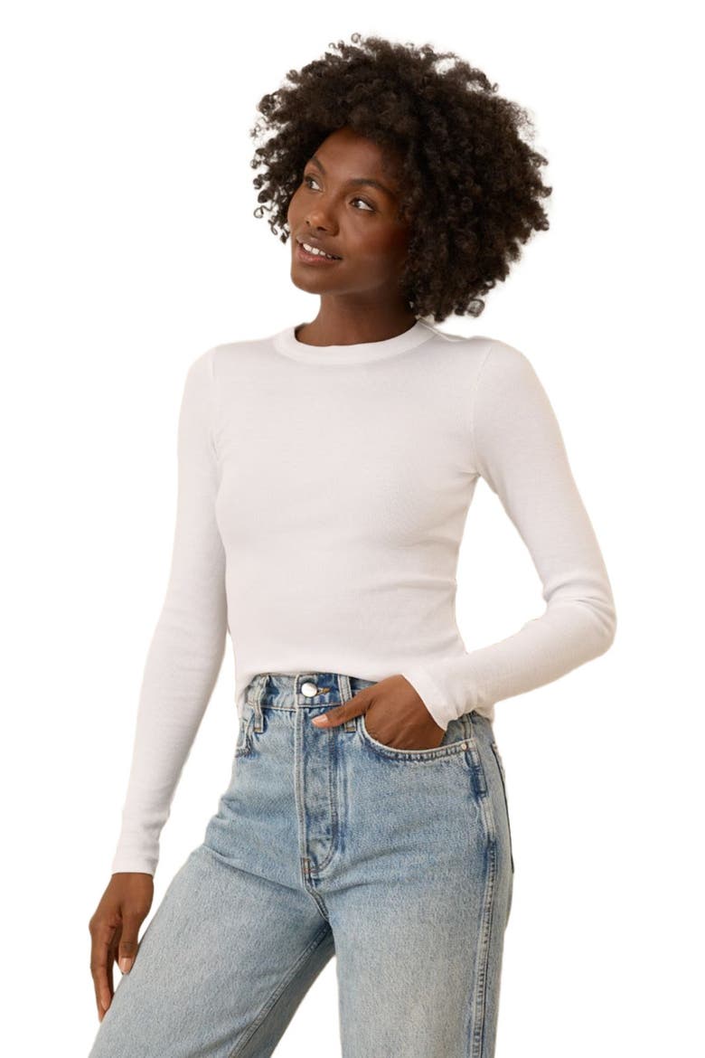 Perfect Rib Long Sleeve Tee, Alternate, color, White
