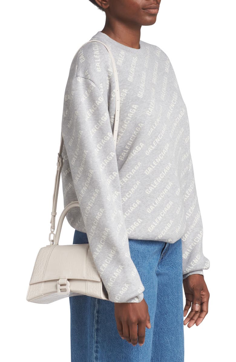 Balenciaga Hourglass Croc Embossed Leather Top Handle Bag, Alternate, color,