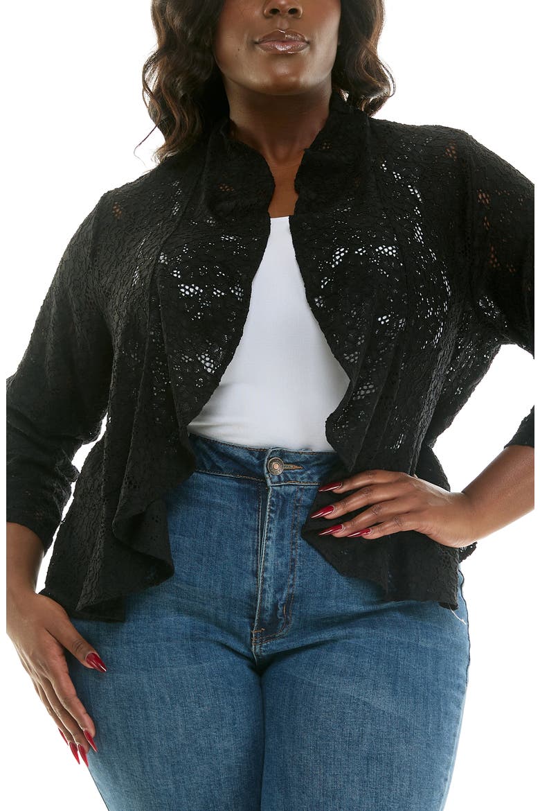 Ruffle Lace Bolero, Main, color, BLACK
