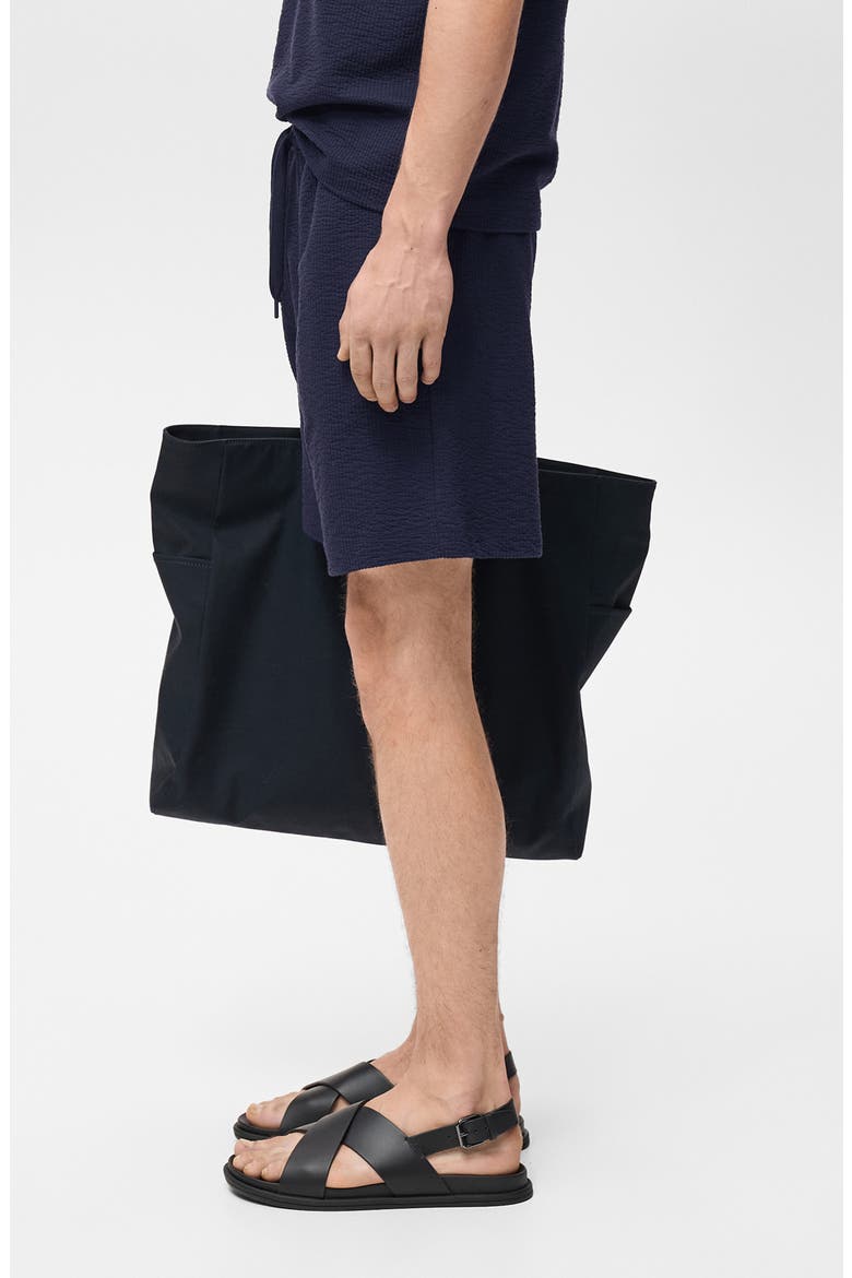 Drawstring Seersucker Shorts, Alternate, color, DARK NAVY