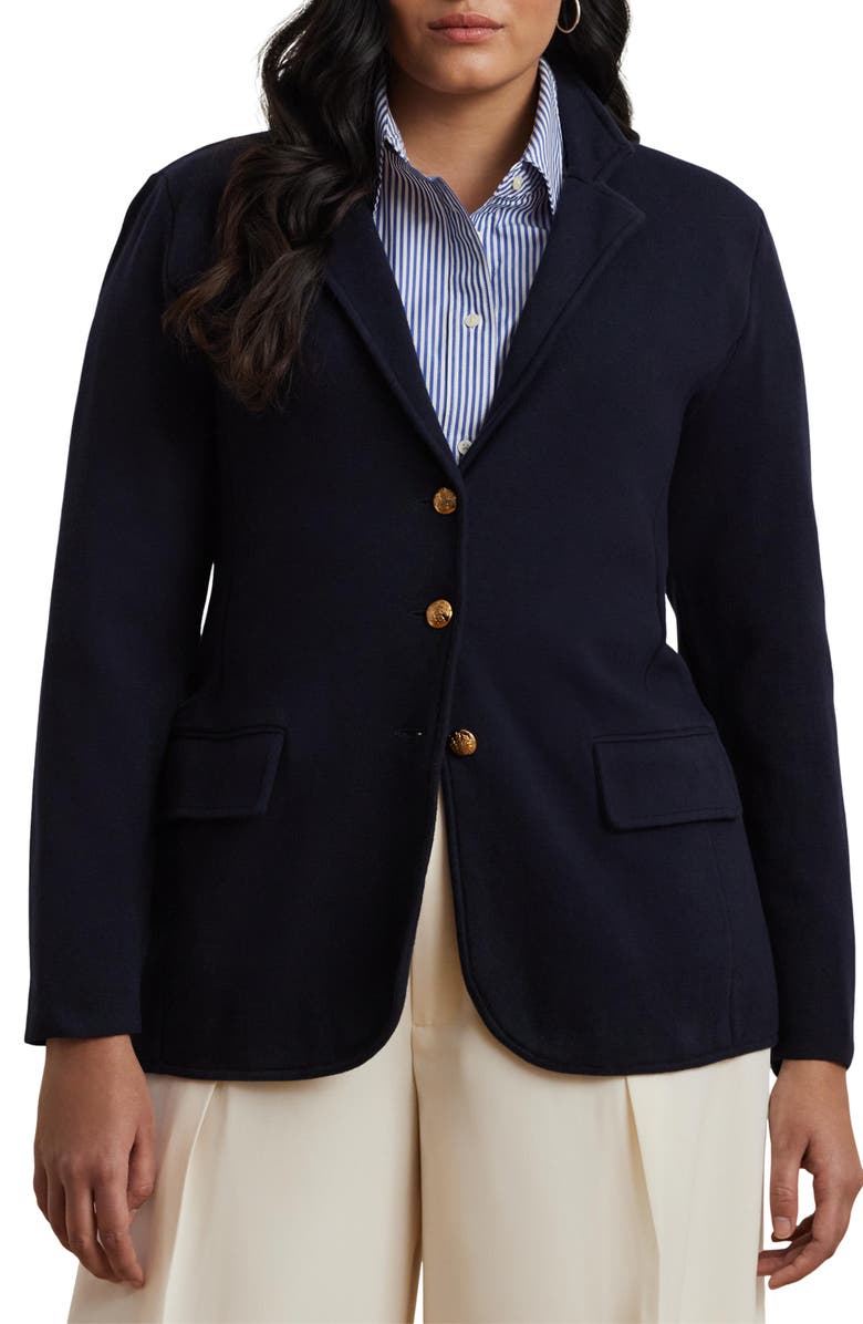 Lauren Ralph Lauren Combed Cotton Blazer, Main, color, Lauren Navy