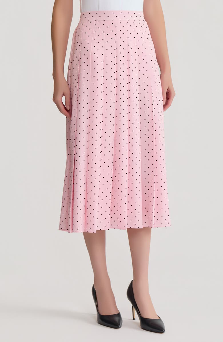 KASPER Polka Dot Pleated Skirt, Alternate, color, Tutu Pink/ Black