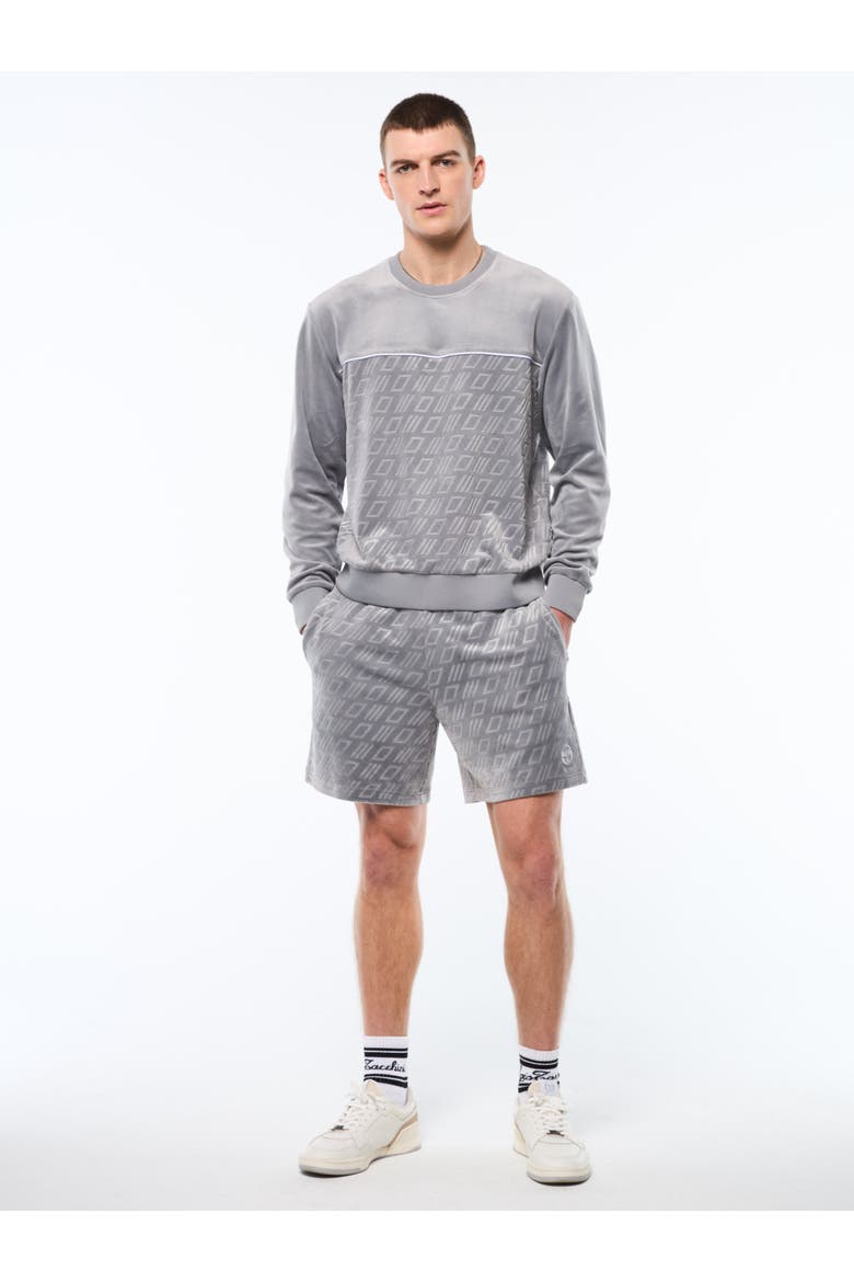 Bandiera Debossed Velour Crewneck, Alternate, color, SLEET