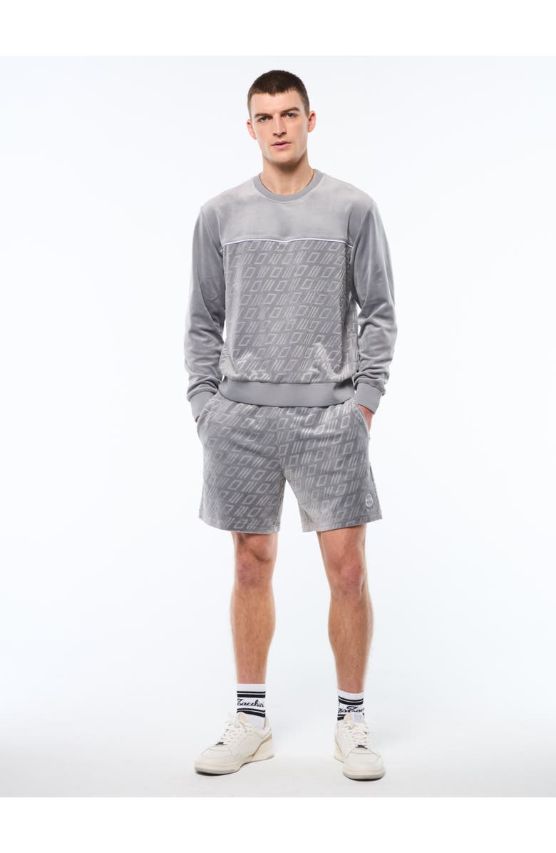 Sergio Tacchini Bandiera Debossed Velour Crewneck, Alternate, color, Sleet