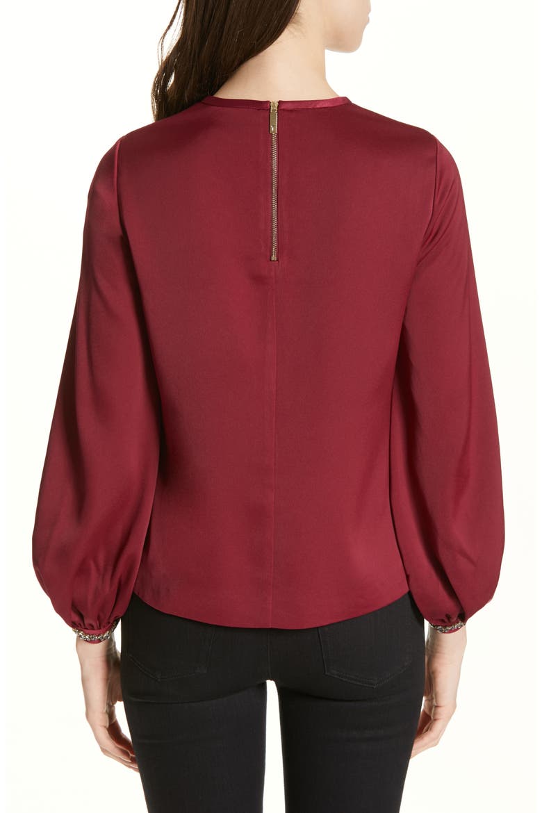 Juudy Embellished Sleeve Blouse, Alternate, color, MAROON