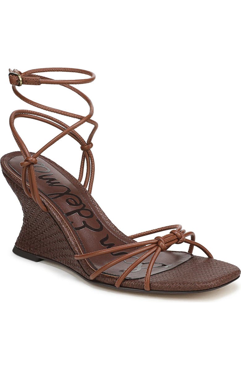 Sam Edelman Daxton Ankle Strap Wedge Sandal, Main, color, Rich Cognac