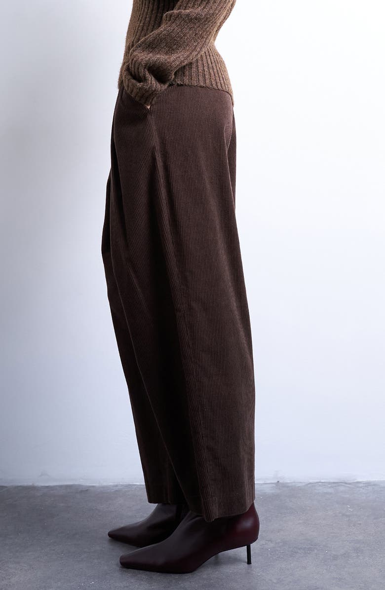 Topshop Cotton Corduroy Pants, Alternate, color, Brown