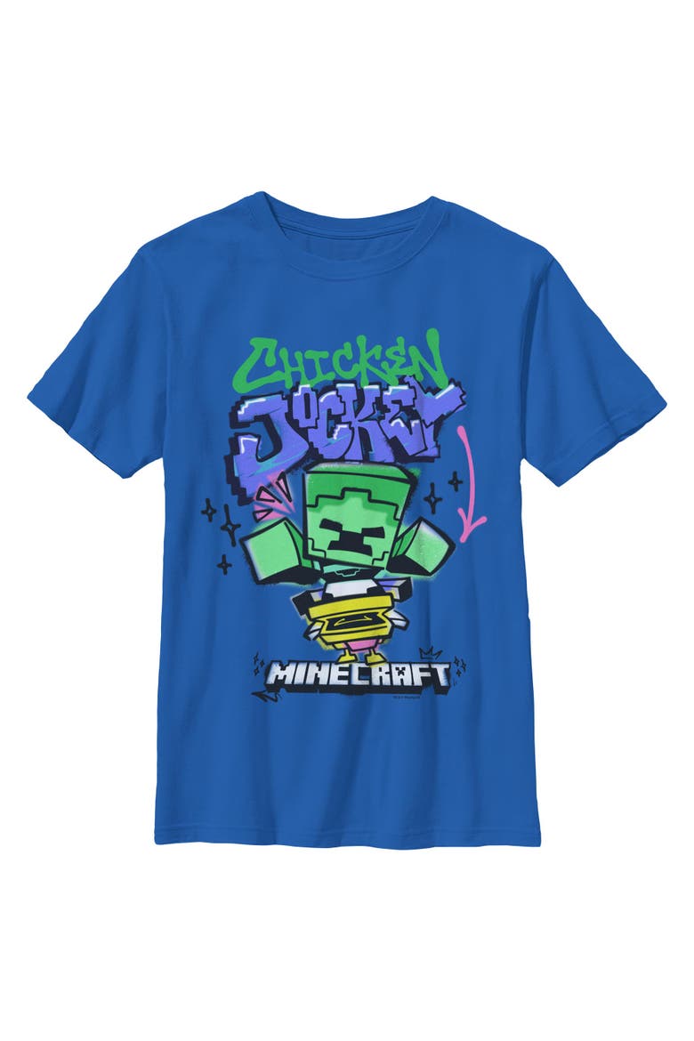 Boy's Minecraft Chicken Jockey Spray  Graphic T-Shirt, Main, color, Royal Blue