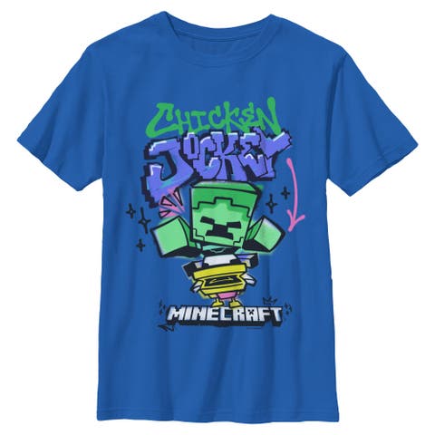 Boy's Minecraft Chicken Jockey Spray  Graphic T-Shirt