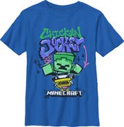 MINECRAFT Boy's Minecraft Chicken Jockey Spray Graphic T-Shirt