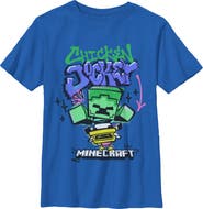 MINECRAFT Boys' Chicken Jockey Spray Graphic Short Sleeve T-shirt