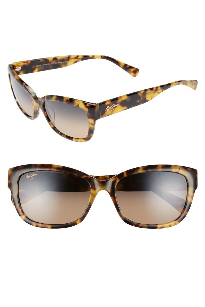 Plumeria 55mm PolarizedPlus2® Cat Eye Sunglasses, Main, color, TOKYO TORTOISE/ BRONZE