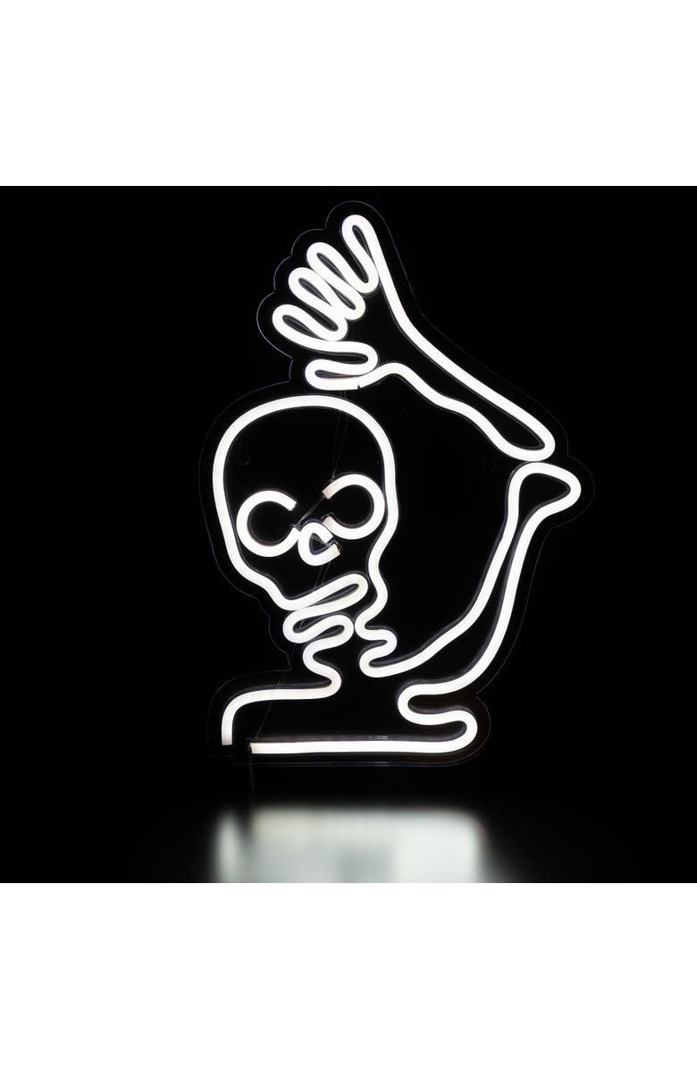 Northlight LED Skeleton Neon Lighted Halloween Wall or Window Decoration - 15", Alternate, color, White