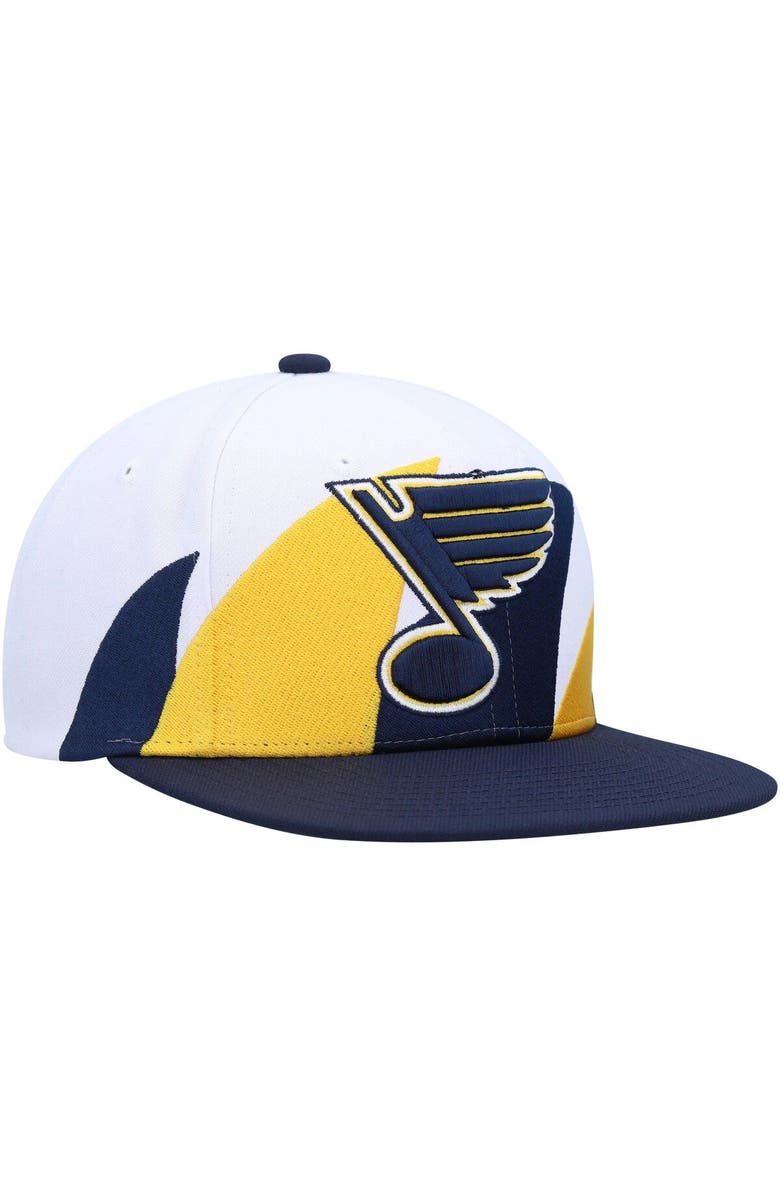 Mitchell & Ness Men's Mitchell & Ness White/Navy St. Louis Blues Vintage Sharktooth Snapback Hat, Alternate, color, 