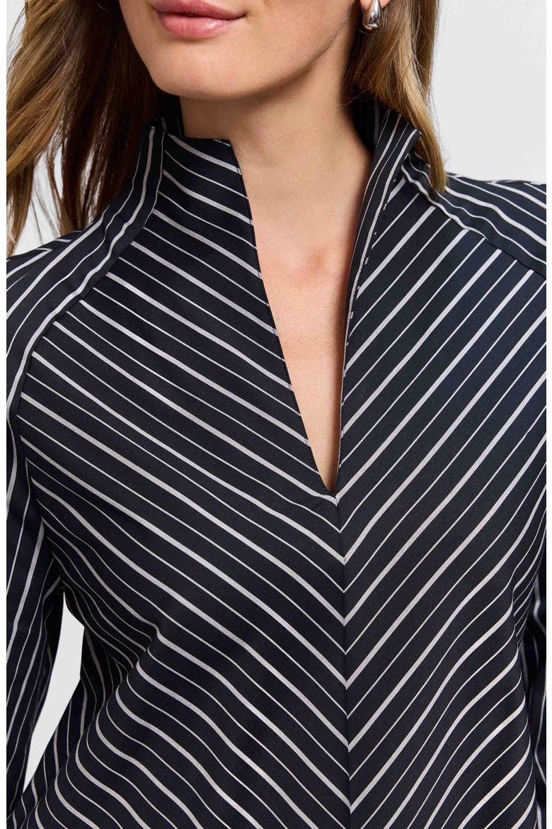 Daphne Stripe Stretch Cotton Blend Pullover Shirt, Alternate, color, BLACK/ WHITE