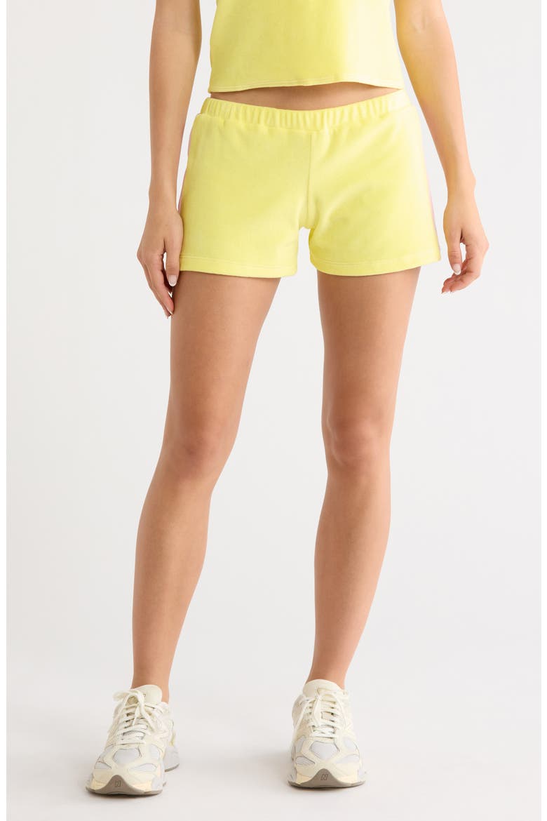 Peace Graphic Velour Crop T-Shirt, Main, color, YELLOW