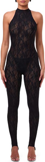 Lace Racerback Stirrup Jumpsuit