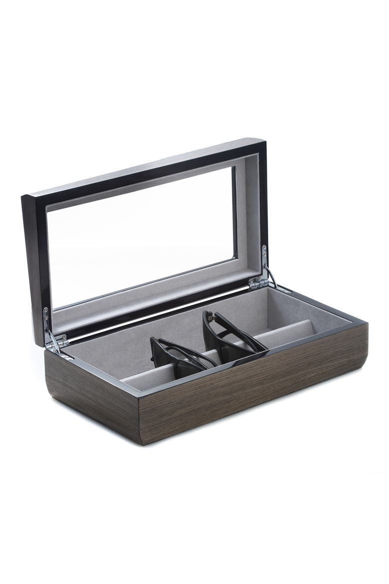 Gray Lacquered Wood Glasses Storage Case, Alternate, color, GREY