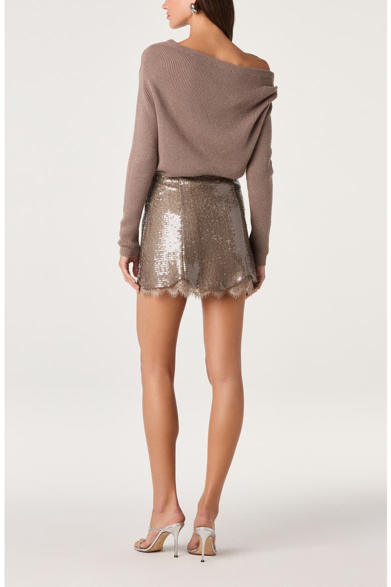 Candide Sequin Miniskirt, Alternate, color, TAUPE